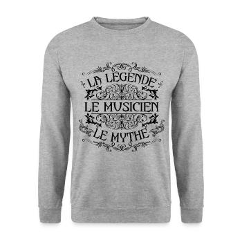 Musicien | la légende Musicien le mythe - Sweat-shirt Unisexe - gris chiné - Devant - Alina (178cm) & Michal (187cm)