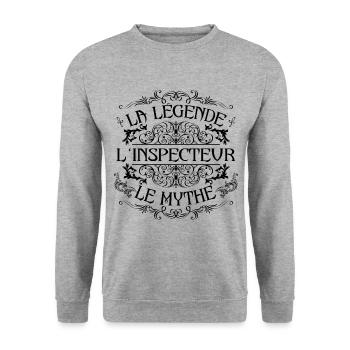 Inspecteur | la légende Inspecteur le mythe - Sweat-shirt Unisexe - gris chiné - Devant - Alina (178cm) & Michal (187cm)