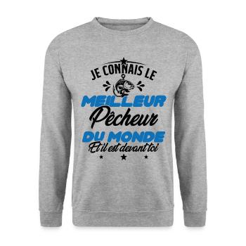 Meilleur Pecheur Humour Pêche Truite Drôle - Sweat-shirt Unisexe - gris chiné - Devant - Alina (178cm) & Michal (187cm)