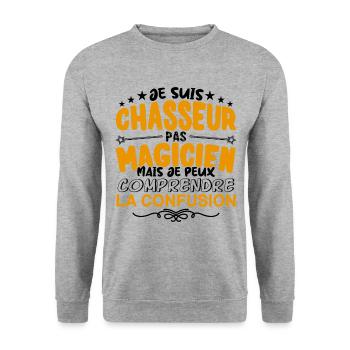 Chasseur pas Magicien | le Meilleur Chasseur cade - Sweat-shirt Unisexe - gris chiné - Devant - Alina (178cm) & Michal (187cm)