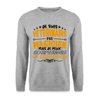 Vétérinaire pas Magicien | le Meilleur Vétérinair - Sweat-shirt Unisexe - gris chiné - Devant - Alina (178cm) & Michal (187cm)