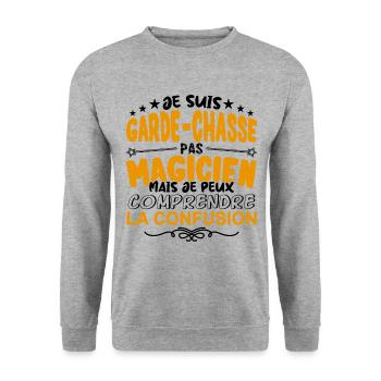 Garde-Chasse pas Magicien | le Meilleur Garde-Cha - Sweat-shirt Unisexe - gris chiné - Devant - Alina (178cm) & Michal (187cm)