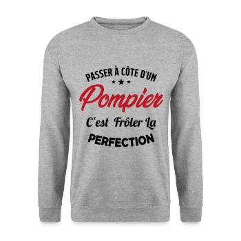 Passer à Côté d'un Pompier Humour Cadeau Pompier - Sweat-shirt Unisexe - gris chiné - Devant - Alina (178cm) & Michal (187cm)