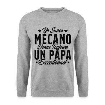 Mécano Papa Cadeau Drôle Fête Des Pères Garagiste - Sweat-shirt Unisexe - gris chiné - Devant - Alina (178cm) & Michal (187cm)
