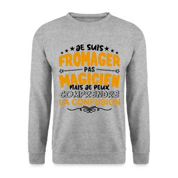 Fromager pas Magicien | le Meilleur Fromager cade - Sweat-shirt Unisexe - gris chiné - Devant - Alina (178cm) & Michal (187cm)