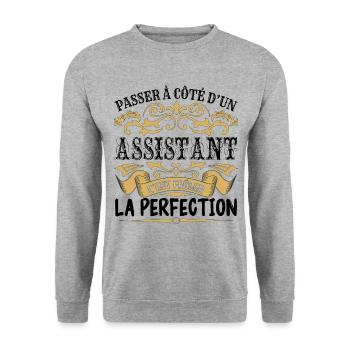 Assistant | le Meilleur cadeau Assistant - Sweat-shirt Unisexe - gris chiné - Devant - Alina (178cm) & Michal (187cm)