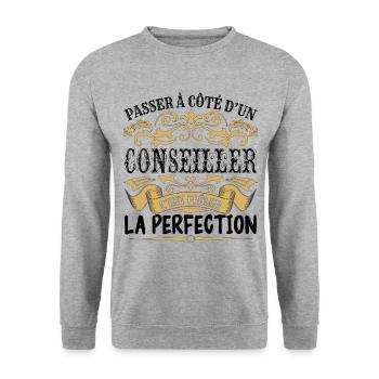 Conseiller | le Meilleur cadeau Conseiller - Sweat-shirt Unisexe - gris chiné - Devant - Alina (178cm) & Michal (187cm)