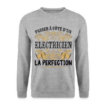 Electricien | le Meilleur cadeau Electricien - Sweat-shirt Unisexe - gris chiné - Devant - Alina (178cm) & Michal (187cm)