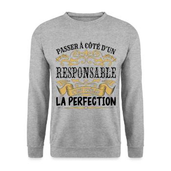 Responsable | le Meilleur cadeau Responsable - Sweat-shirt Unisexe - gris chiné - Devant - Alina (178cm) & Michal (187cm)