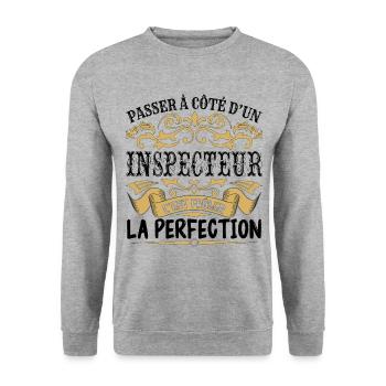 Inspecteur | le Meilleur cadeau Inspecteur - Sweat-shirt Unisexe - gris chiné - Devant - Alina (178cm) & Michal (187cm)