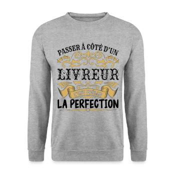 Livreur | le Meilleur cadeau Livreur - Sweat-shirt Unisexe - gris chiné - Devant - Alina (178cm) & Michal (187cm)