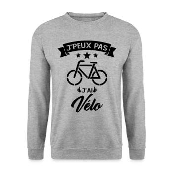Je Peux Pas J Ai Vélo - Sweat-shirt Unisexe - gris chiné - Devant - Alina (178cm) & Michal (187cm)