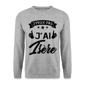 Je Peux Pas j'ai Isère (38) Originaire Cadeau - Sweat-shirt Unisexe - gris chiné - Devant - Alina (178cm) & Michal (187cm)