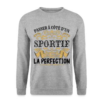 Sportif | le Meilleur cadeau Sportif - Sweat-shirt Unisexe - gris chiné - Devant - Alina (178cm) & Michal (187cm)