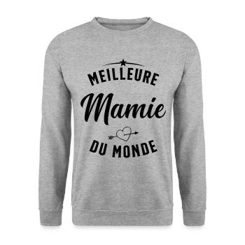 Meilleure Mamie Du Monde Humour Cadeau - Sweat-shirt Unisexe - gris chiné - Devant - Alina (178cm) & Michal (187cm)