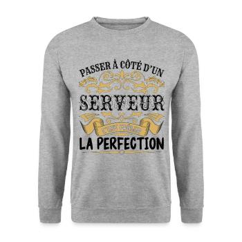 Serveur | le Meilleur cadeau Serveur - Sweat-shirt Unisexe - gris chiné - Devant - Alina (178cm) & Michal (187cm)