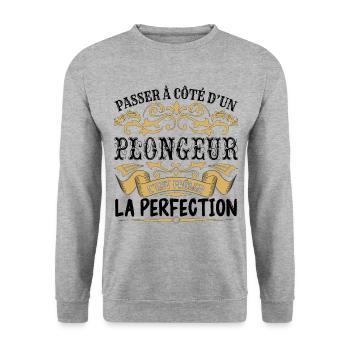 Plongeur | le Meilleur cadeau Plongeur - Sweat-shirt Unisexe - gris chiné - Devant - Alina (178cm) & Michal (187cm)