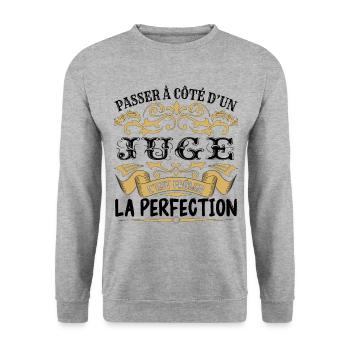 Juge | le Meilleur cadeau Juge - Sweat-shirt Unisexe - gris chiné - Devant - Alina (178cm) & Michal (187cm)