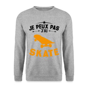 Je Peux Pas J'ai Skate - Sweat-shirt Unisexe - gris chiné - Devant - Alina (178cm) & Michal (187cm)