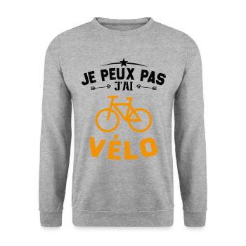 Je Peux Pas J'ai Vélo Cadeau Cycliste - Sweat-shirt Unisexe - gris chiné - Devant - Alina (178cm) & Michal (187cm)