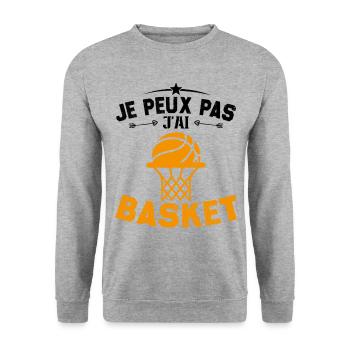 Je Peux Pas J'ai Basket Cadeau Joueur De Basket - Sweat-shirt Unisexe - gris chiné - Devant - Alina (178cm) & Michal (187cm)