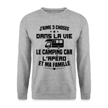 le camping car l'apéro et ma famille Humour Cadeau - Sweat-shirt Unisexe - gris chiné - Devant - Alina (178cm) & Michal (187cm)