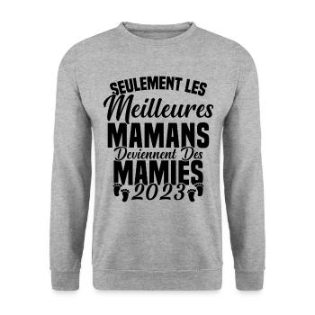Les Meilleures Mamans Deviennent des Mamie 2023 - Sweat-shirt Unisexe - gris chiné - Devant - Alina (178cm) & Michal (187cm)