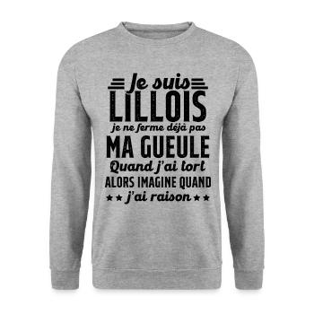 Lillois je ferme pas ma gueule cadeau Lille humour - Sweat-shirt Unisexe - gris chiné - Devant - Alina (178cm) & Michal (187cm)