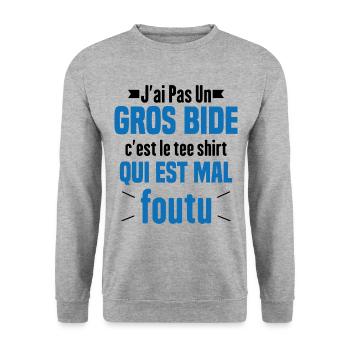 J'ai Pas Un Gros Bide Humour Cadeau - Sweat-shirt Unisexe - gris chiné - Devant - Alina (178cm) & Michal (187cm)