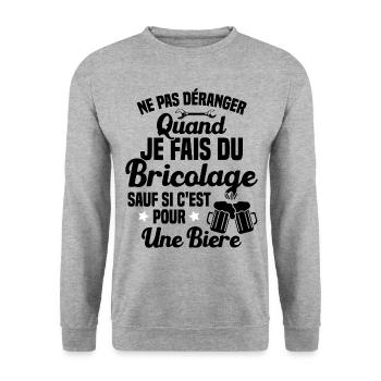 Ne pas déranger quand je fais du bricolage Humour - Sweat-shirt Unisexe - gris chiné - Devant - Alina (178cm) & Michal (187cm)