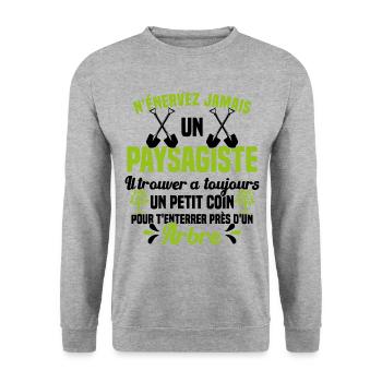 Paysagiste et jardinier cadeau humour - Sweat-shirt Unisexe - gris chiné - Devant - Alina (178cm) & Michal (187cm)