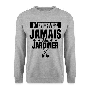N'enervez Jamais Un Jardinier Jardin - Sweat-shirt Unisexe - gris chiné - Devant - Alina (178cm) & Michal (187cm)