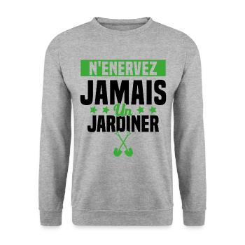 N'enervez Jamais Un Jardinier Jardin - Sweat-shirt Unisexe - gris chiné - Devant - Alina (178cm) & Michal (187cm)
