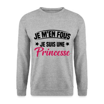 je m'en fou je suis une princesse - Sweat-shirt Unisexe - gris chiné - Devant - Alina (178cm) & Michal (187cm)