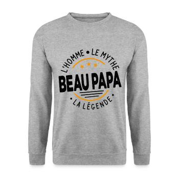 Beau-papa L'homme Le Mythe La Légende Cadeau - Sweat-shirt Unisexe - gris chiné - Devant - Alina (178cm) & Michal (187cm)
