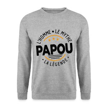 Grand-Père Papou l'Homme le Mythe la Légende - Sweat-shirt Unisexe - gris chiné - Devant - Alina (178cm) & Michal (187cm)