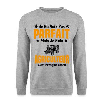 Pas parfait mais je suis un papa agriculteur Cool - Sweat-shirt Unisexe - gris chiné - Devant - Alina (178cm) & Michal (187cm)