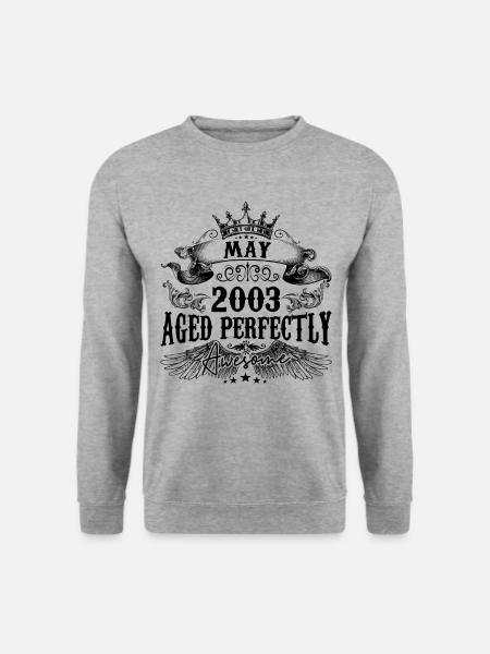 2003 | May Aged Perfectly 2003 Geburtstagsgeschenk - Unisex Pullover - Weißgrau meliert