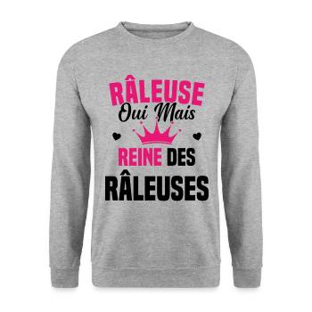 Reine des râleuses - Sweat-shirt Unisexe - gris chiné - Devant - Alina (178cm) & Michal (187cm)