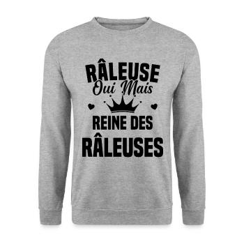Reine des râleuses - Sweat-shirt Unisexe - gris chiné - Devant - Alina (178cm) & Michal (187cm)