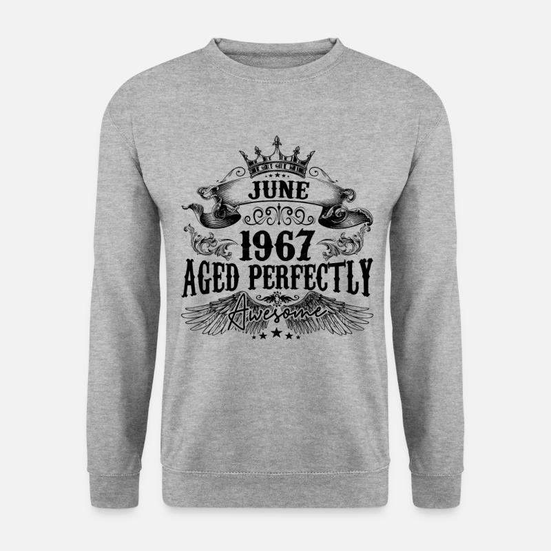 1967| June Aged Perfectly 1967 Geburtstagsgeschenk - Unisex Pullover - Weißgrau meliert