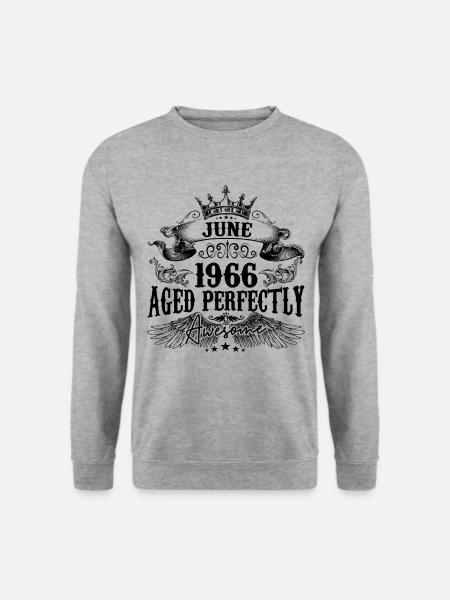 1966 | June Aged Perfectly 1966 Geburtstagsgeschenk - Unisex Pullover - Weißgrau meliert