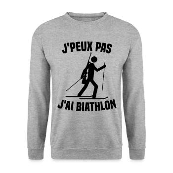 Je peux pas j'ai biathlon humour cadeau - Sweat-shirt Unisexe - gris chiné - Devant - Alina (178cm) & Michal (187cm)