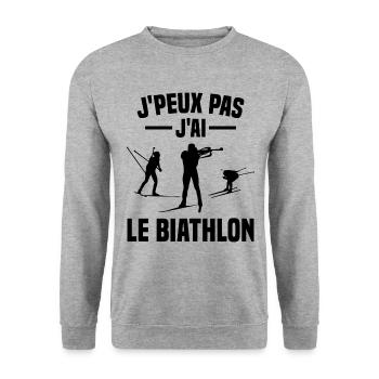 Je peux pas j'ai biathlon humour cadeau - Sweat-shirt Unisexe - gris chiné - Devant - Alina (178cm) & Michal (187cm)