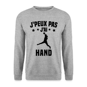 Je peux pas j'ai handball - Sweat-shirt Unisexe - gris chiné - Devant - Alina (178cm) & Michal (187cm)