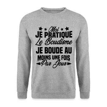 je boude au moins une fois par jour - Sweat-shirt Unisexe - gris chiné - Devant - Alina (178cm) & Michal (187cm)