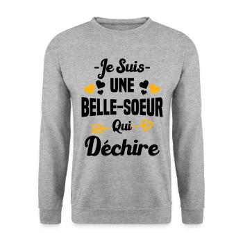 Je Suis Une Belle Soeur Qui Déchire - Sweat-shirt Unisexe - gris chiné - Devant - Alina (178cm) & Michal (187cm)