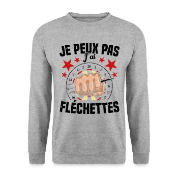 Je Peux Pas J'ai Fléchettes Humour Fléchette - Sweat-shirt Unisexe - gris chiné - Devant - Alina (178cm) & Michal (187cm)
