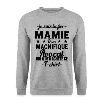 Mamie d'un magnifique Avocat Humour Cadeau - Sweat-shirt Unisexe - gris chiné - Devant - Alina (178cm) & Michal (187cm)