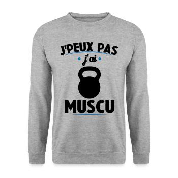 Je Peux Pas J'ai Muscu - Sweat-shirt Unisexe - gris chiné - Devant - Alina (178cm) & Michal (187cm)